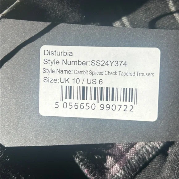 Disturbia Gambit Spliced Check Goth Tapered Trousers Size 6 NWT - Picture 11 of 12